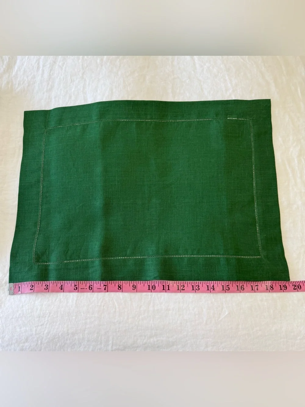 D'Moksha Homes | Set Of 4 Green European Flax Linen Placemats Napkins | NWT